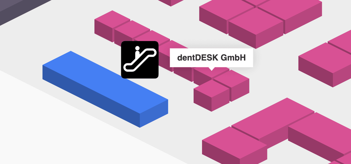 Hallenplan-Ausschnitt mit Markierung des dentDESK-Standes direkt bei der Rolltreppe